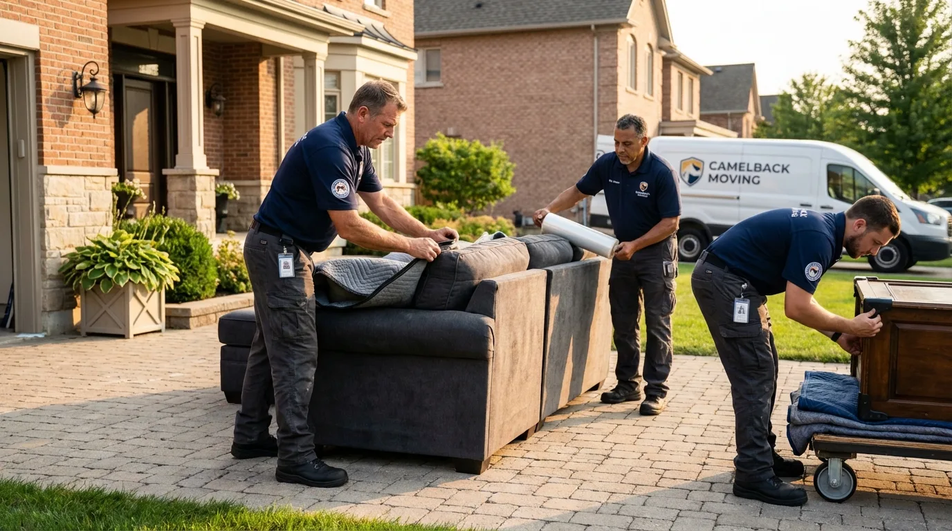 Large estate moving crew wrapping furniture in Verona, PA