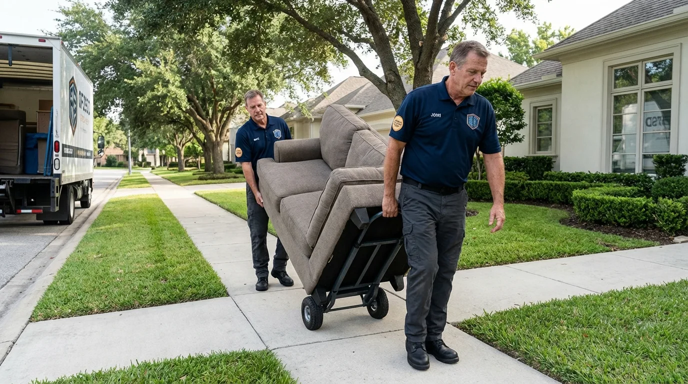 Local residential moving crew loading furniture in Verona, PA