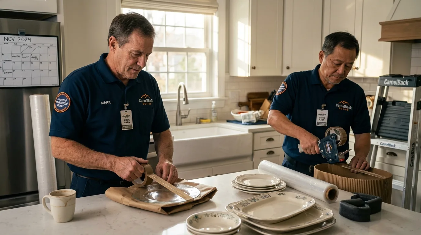 Professional crew packing kitchen dishware in Verona, PA